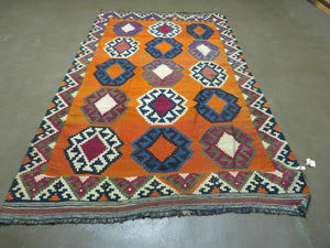 4' X 6' Vintage Turkish Kilim Handmade Flat Weave Wool Rug Veg Dye Nice - Jewel Rugs