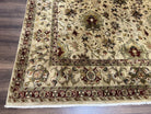 Indian Mahal Rug 8x10, Allover Floral Mahal Oriental Carpet 8 x 10, Handmade Hand Knotted Wool Rug, Indo Persian Area Rug, Tea-Washed Tan - Jewel Rugs