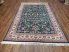 Dark Green Pak Persian Area Rug, Vintage Traditional Pakistani Oriental Carpet, Vases Flowers, Dark Pine Green & Beige, 4'7" x 7'4", 5x7 Rug - Jewel Rugs