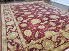 9' X 12' Vintage Fine Handmade Indian Agra Wool Rug Red Wow - Jewel Rugs