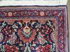 2' 5" X 15' 5" Vintage Dark Blue Indian Floral Handmade Wool Long Runner Rug Wow - Jewel Rugs