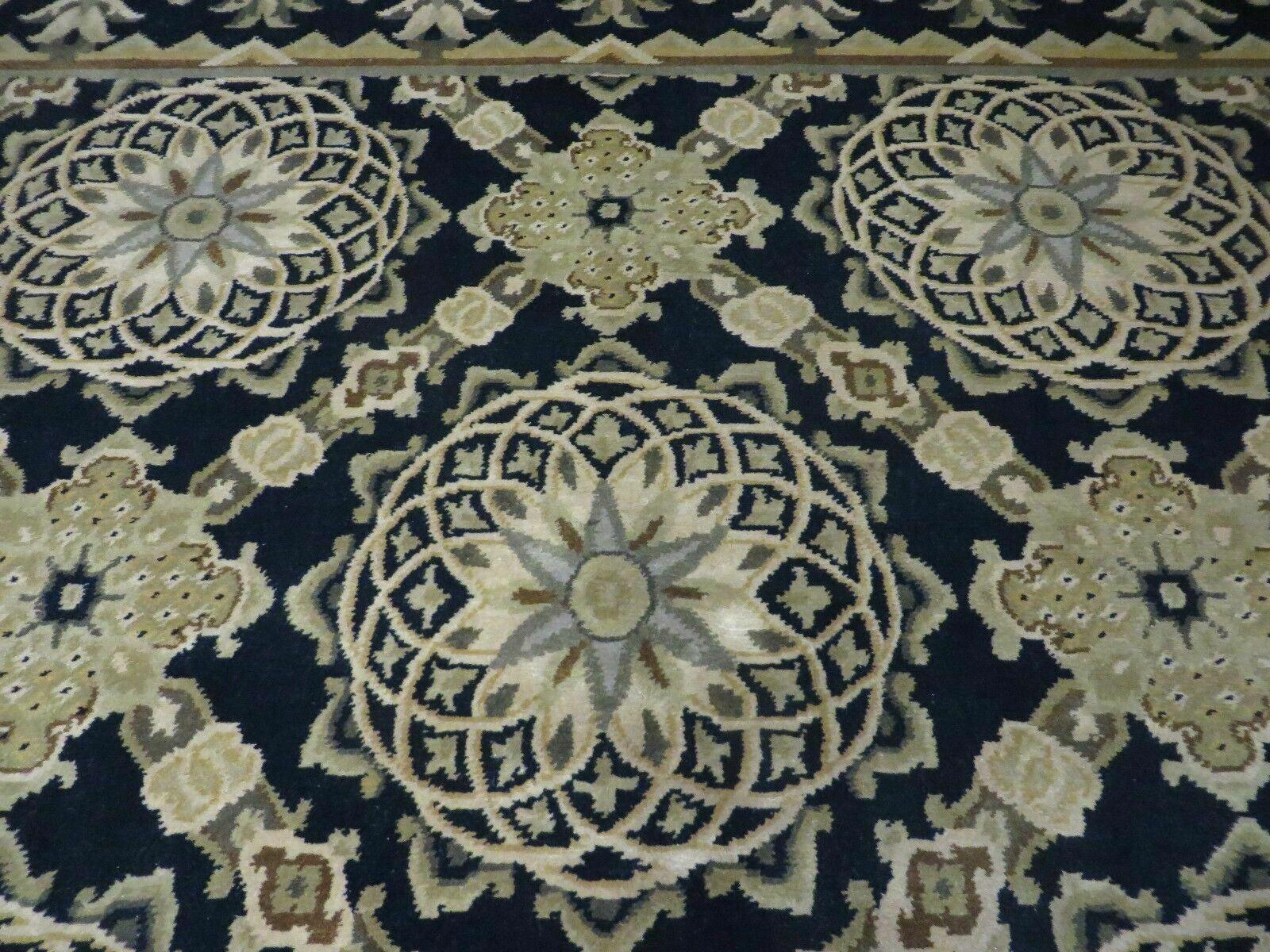 9' X 12' Modern Handmade Tibetan Nepal Wool Rug Savonnerie Design Gold Nice Wow - Jewel Rugs