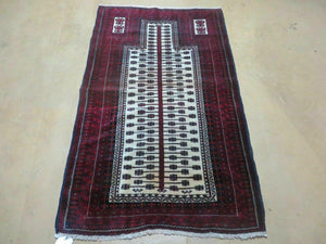 3' X 5' Antique Handmade Pakistan Baluchi Balouch Bokhara Wool Prayer Rug Nice - Jewel Rugs