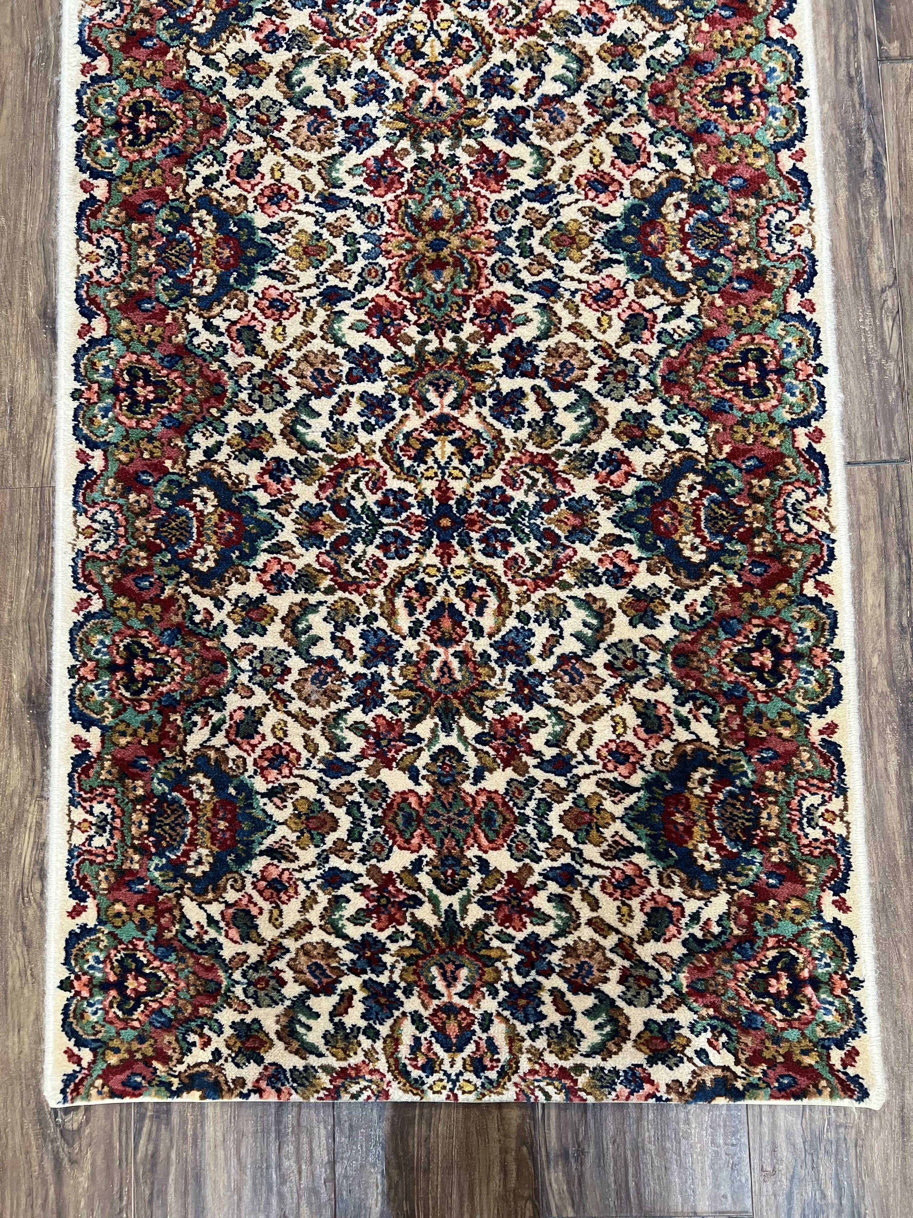 Karastan Floral Kirman Rug #742, Karastan Runner Small 2.7 x 5.5, Karastan Wool Rug, Vintage Karastan Small Karastan Mat Original 700 Series - Jewel Rugs