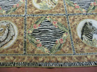 5' X 6' Handmade Aubusson Savonnerie Design Needlepoint Rug Flat Safari Zebra Rare Bohemian Eclectic Home Décor - Jewel Rugs