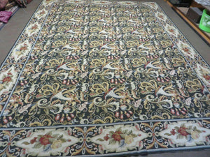 9' X 12' Handmade French Aubusson Savonnerie Needlepoint Wool Rug Floral Beauty - Jewel Rugs