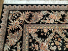 10' X 14' Handmade Fine Chinese Allover Floral Wool Rug Hand Knotted Black Nice - Jewel Rugs