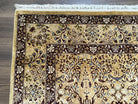 Pretty Indo Persian Rug 6x9, Allover Floral Motif with Birds, Tan/Cream, Very Fine Oriental Carpet, Hand Knotted Vintage Indian Wool Rug - Jewel Rugs