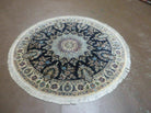 4' Handmade Ultra Fine India Floral Wool Rug Carpet Round Silk Accents Nice - Jewel Rugs