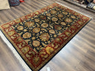 Indo Persian Rug 6x9, Mahal Sultanabad Carpet 6 x 9 ft, Hand Knotted Wool Oriental Rug, Floral Allover, Dark Blue-Green Red, Traditional Rug - Jewel Rugs