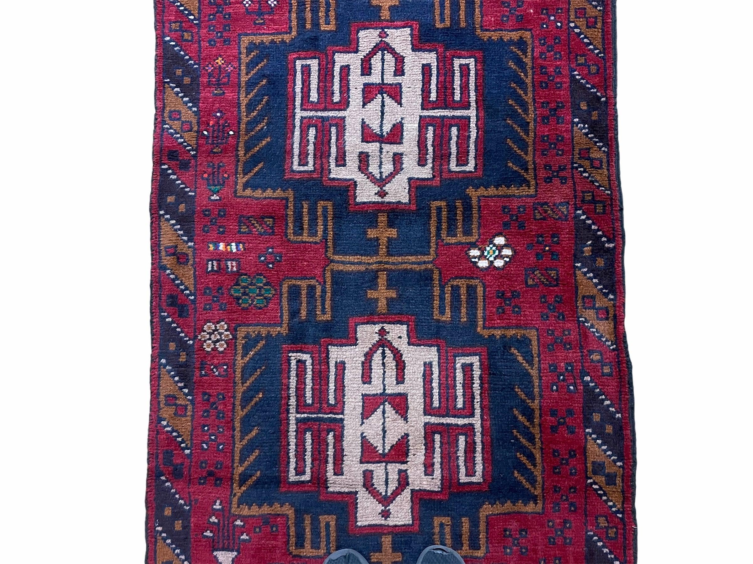 2' 9" X 4' 7" Vintage Handmade Tribal Wool Rug Balouchi Rug Afghan Rug Red Beige - Jewel Rugs