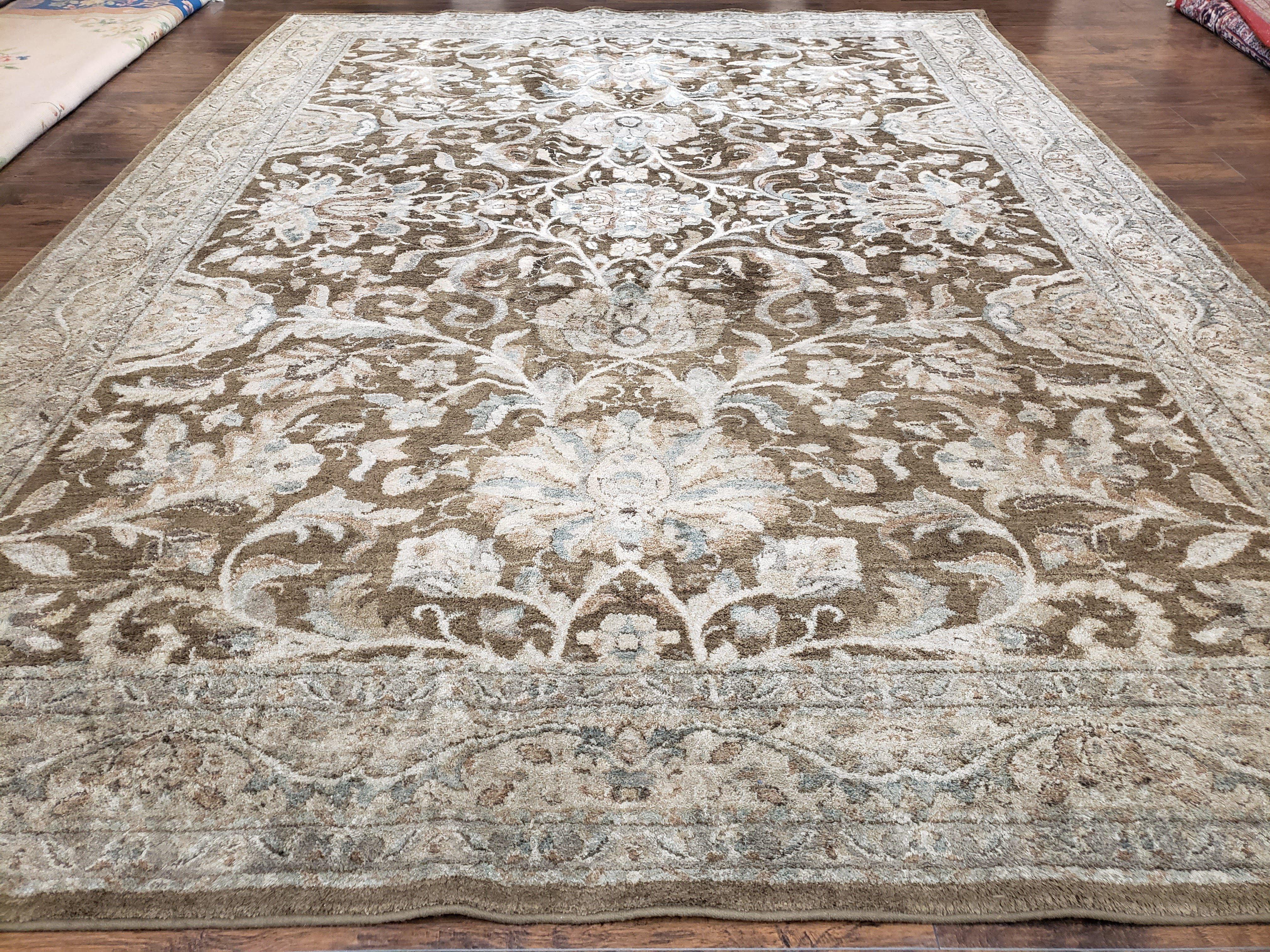 9.6 x 13 Karastan Rug, Euphoria Newbridge Brown, Large Shah Abbas Flowers, Allover Floral Pattern, Vintage Traditional Carpet - Jewel Rugs