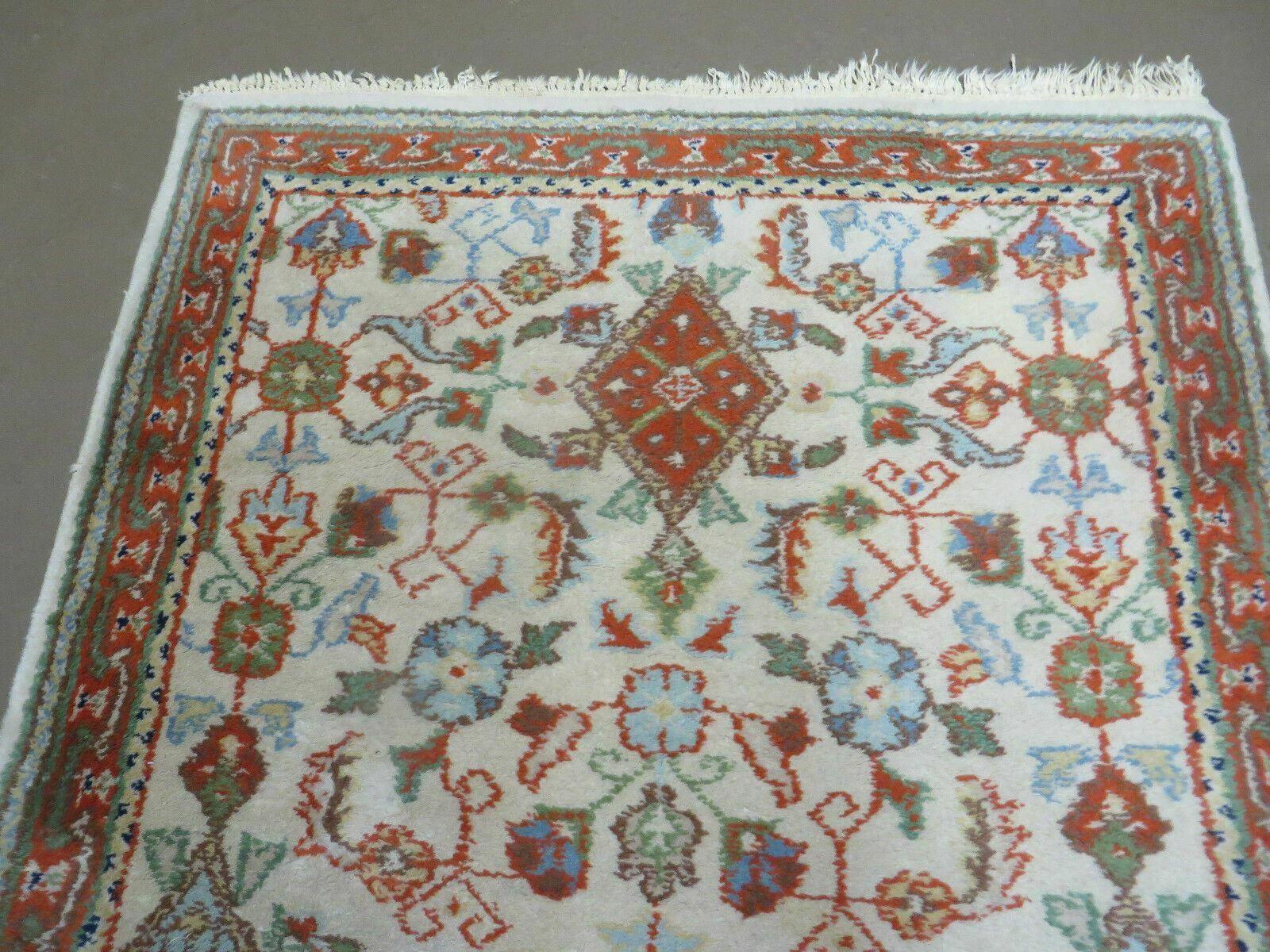 3' X 5' Vintage Handmade Romanian Floral Wool Rug Carpet Beige/ Ivory Nice - Jewel Rugs