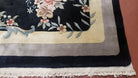 7' 9" x 8' 9" Black Chinese Rug Plush Pile Almost Square 8x9 Vintage Rug Wool Flower 120 Line Simple Traditional Chinese Carpet Minimalistic - Jewel Rugs