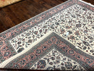 Indo Persian Rug 6x9, Allover Floral Oriental Carpet 6 x 9 ft, Ivory/Cream Pink Hand Knotted Wool Vintage Traditional Area Rug, Handmade Rug - Jewel Rugs