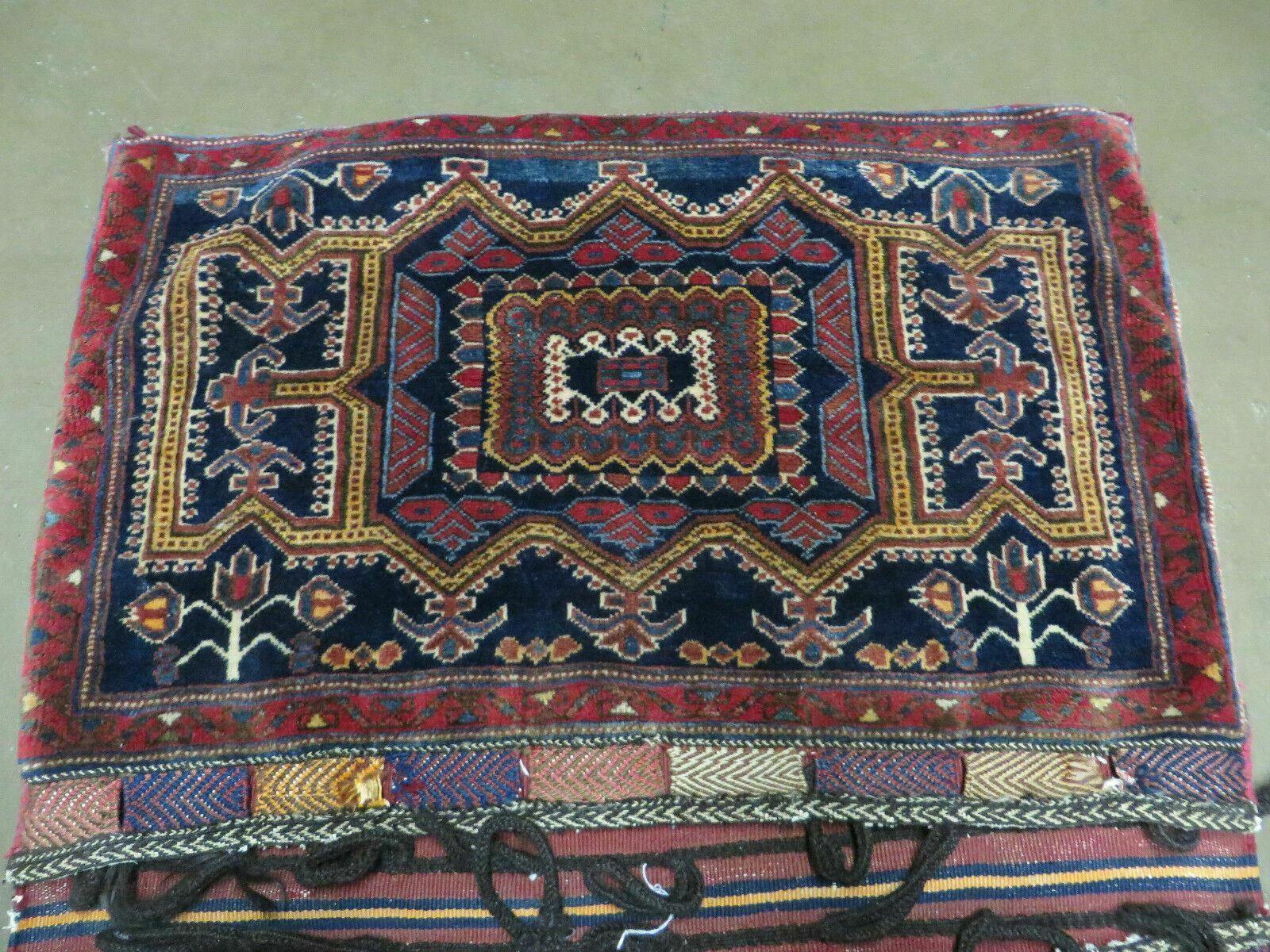 3' X 4.5' Antique Handmade Turkish Tribal Wool Rug Double Saddle Bag Nice - Jewel Rugs