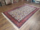 Romanian Rug 4 x 6.9 ft, Cream and Red Hand-Knotted Rug, Vintage 1980s Oriental Carpet Persian Design, 4x6 - 4x7 Rugs, Traditional Allover - Jewel Rugs