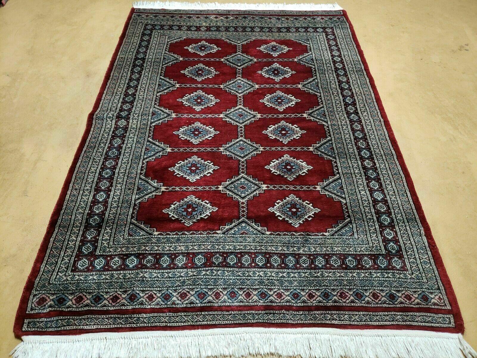 4' X 6' Vintage Handmade Bokhara Turkoman Pakistan Wool Rug Carpet Red Nice - Jewel Rugs