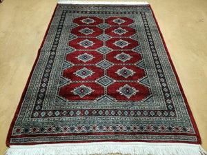 4' X 6' Vintage Handmade Bokhara Turkoman Pakistan Wool Rug Carpet Red Nice - Jewel Rugs