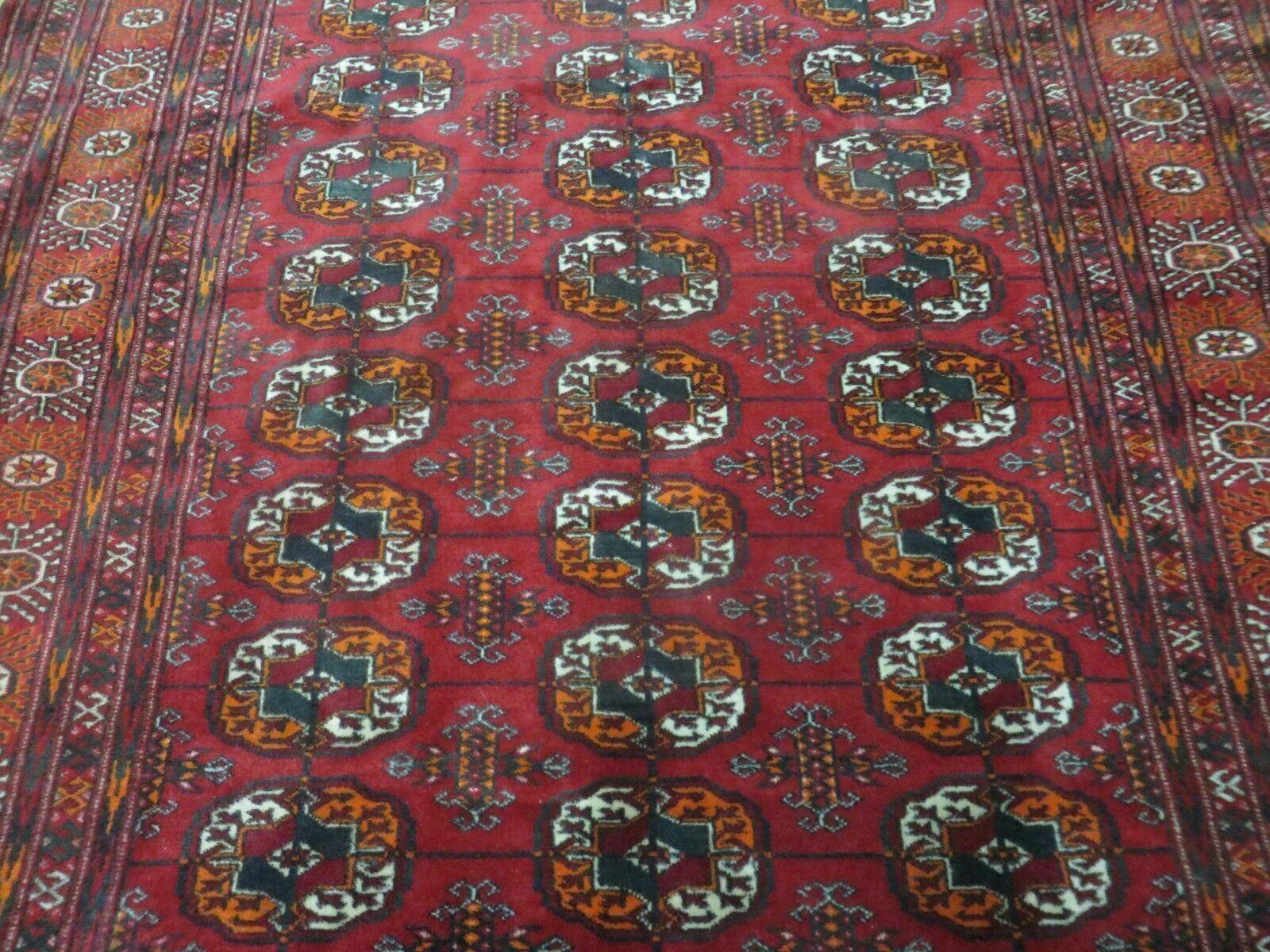 4' X 6' Vintage Handmade Bokhara Turkoman Pakistan Wool Rug Carpet Red - Jewel Rugs