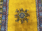 Bright Moroccan Rug 5x6, Rabat Rug 5 x 6, Mustard Yellow and Blue, Open Field and Medallion, Soft Wool Oriental Carpet, Handmade Vintage Rug - Jewel Rugs