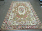 5' X 8' Vintage Handmade Hooked Rug Aubusson Pattern Floral Garden Nice - Jewel Rugs