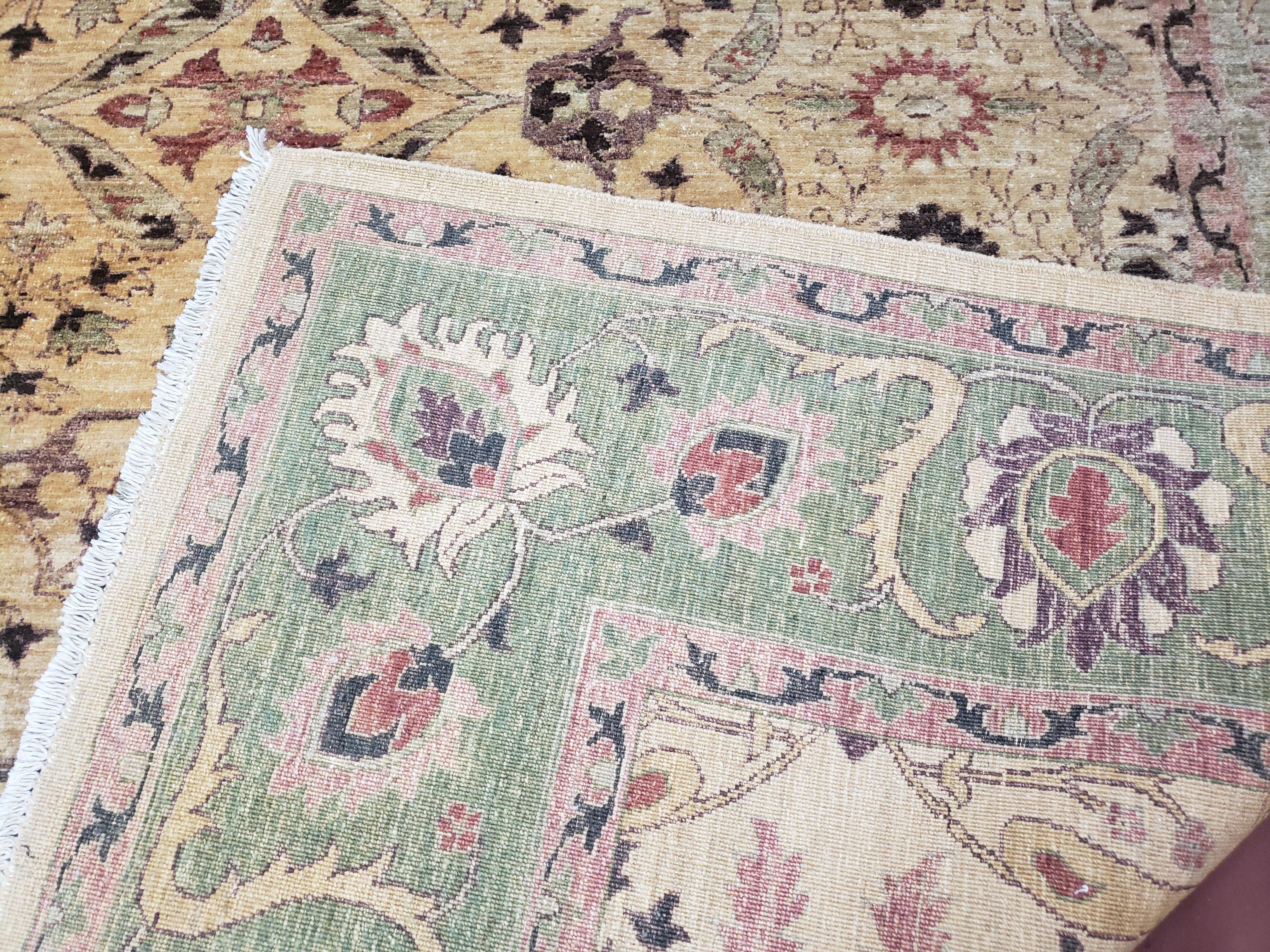 Vintage Peshawar Area Rug 8'4" x 9'7", Room Sized Peshavar Wool Oriental Carpet, Ivory/Beige & Dark Violet, Farmhouse Rug, Haji Jalil Design - Jewel Rugs