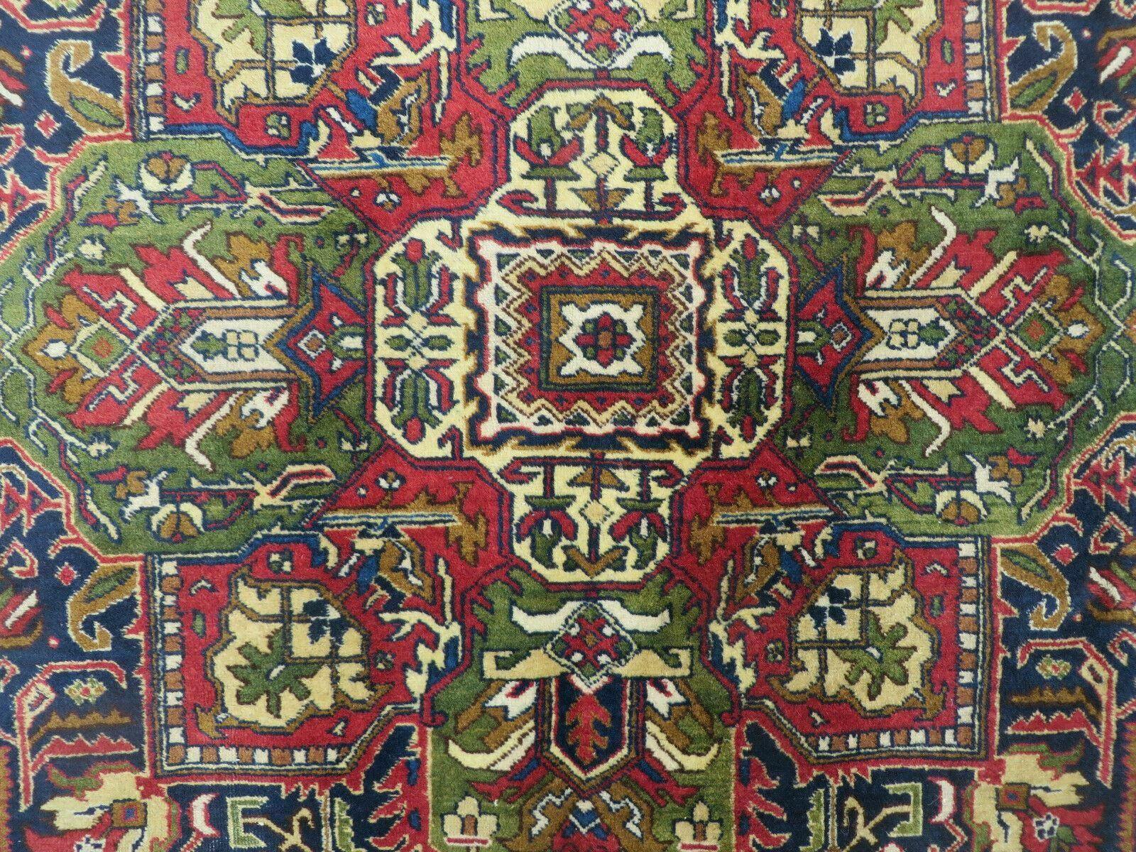 10' X 13' Antique Handmade Turkish Wool Rug with Persian Heriz Serapi Bakshaish Pattern - Beige, Red, and Blue Colors - Jewel Rugs