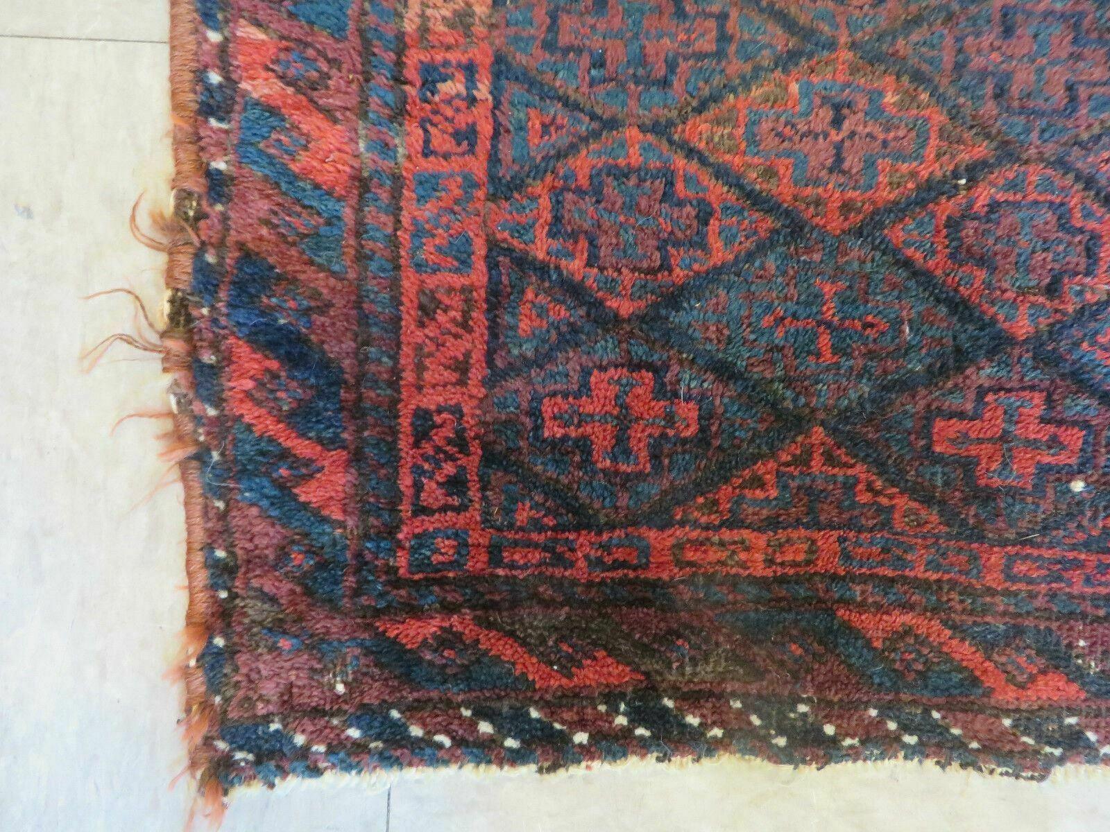 18" X 35" Antique Handmade Afghan Tribal Collectible Wool Rug - Jewel Rugs