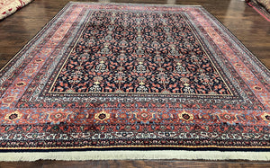 Karastan Rug 8x10 Williamsburg Collection Carters Grove #554, Midnight Blue & Red Vintage Karastan Carpet, Room Sized Wool Area Rug, Allover - Jewel Rugs