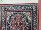 2' 6" X 12' Vintage Handmade India Floral Blue & Red Wool Runner Rug Oriental Carpet - Jewel Rugs