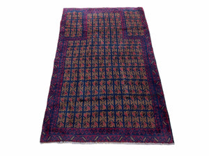 2'10" X 4'6" Vintage Handmade Tribal Wool Rug Balouchi Rug Afghan Rug Brown Nice - Jewel Rugs