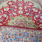 Semi Antique Persian Isfahan Rug, Kork Wool on Silk Foundation, Red & Blue, Top Quality, 3'6" x 5' 6" - Jewel Rugs