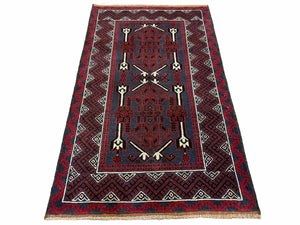 3x5 New Vintage Handmade Tribal Wool Rug Balouch Rug Afghan Rug Red Beige Nice - Jewel Rugs