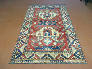 4' X 6' Vintage Handmade Turkish Kazak Pattern Wool Rug Carpet Nice - Jewel Rugs