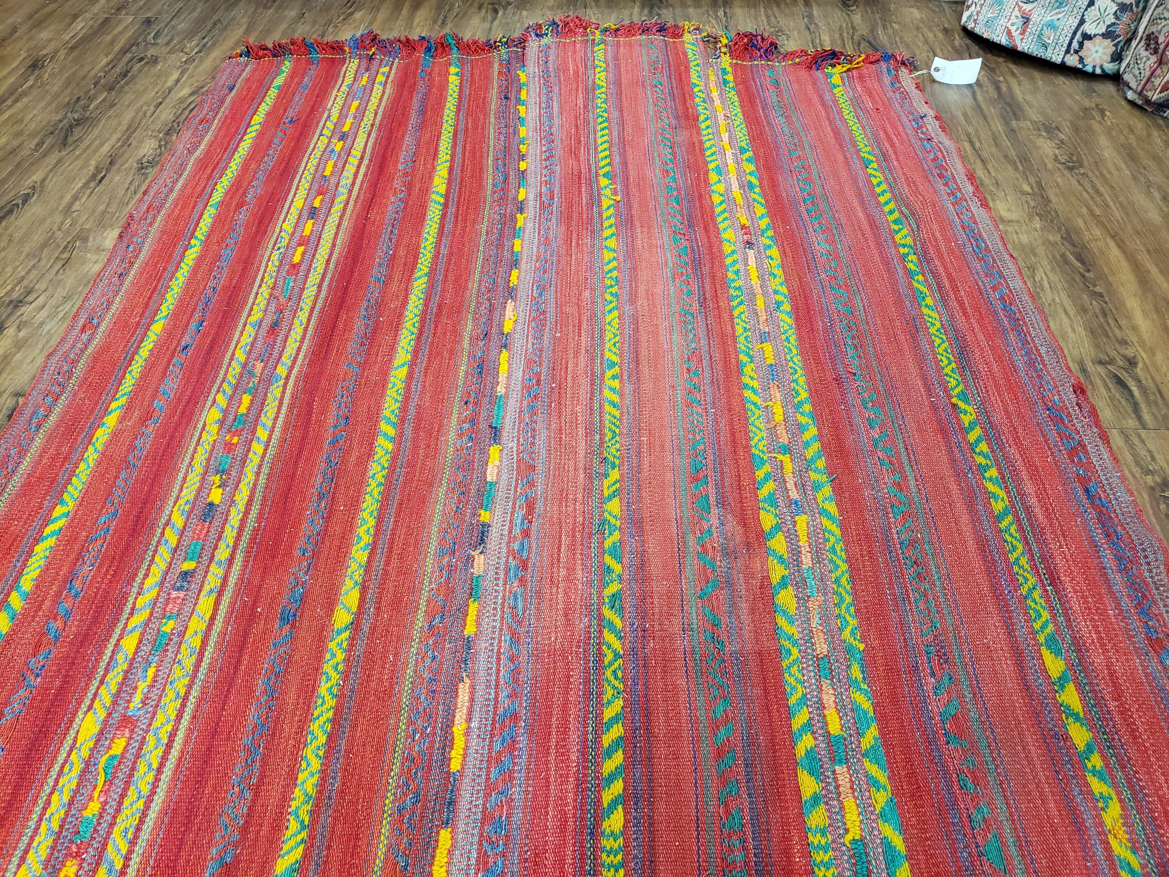 Vintage Turkish Jajim Kilim Flat Weave Rug with Colorful Stripes, Anatolian Kilim Rug, Jijim Cicim Carpet, 5x11 Boho Rug Multicolor, Unique - Jewel Rugs