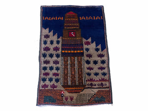 3 X 4.5 Vintage Handmade Tribal Wool Rug Baluchi Rug Afghan Rug Red Blue Beige - Jewel Rugs