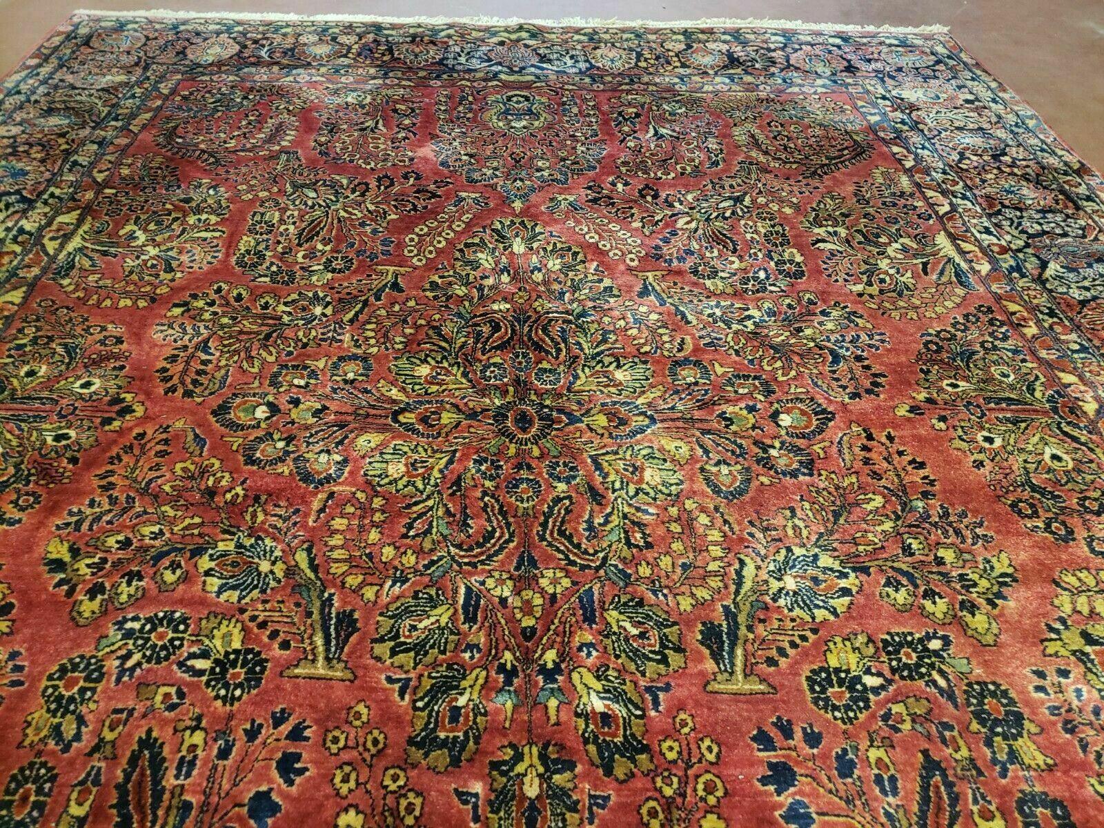 9' X 12' Authentic Antique Oriental Floral Red Allover Medallion Wool Rug Beauty - Jewel Rugs