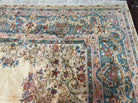 Oversized Persian Rug 11x18, Kirman Open Field Medallion 11 x 18, Palace Sized Hand Knotted Handmade Wool Oriental Carpet, Cream Light Blue - Jewel Rugs