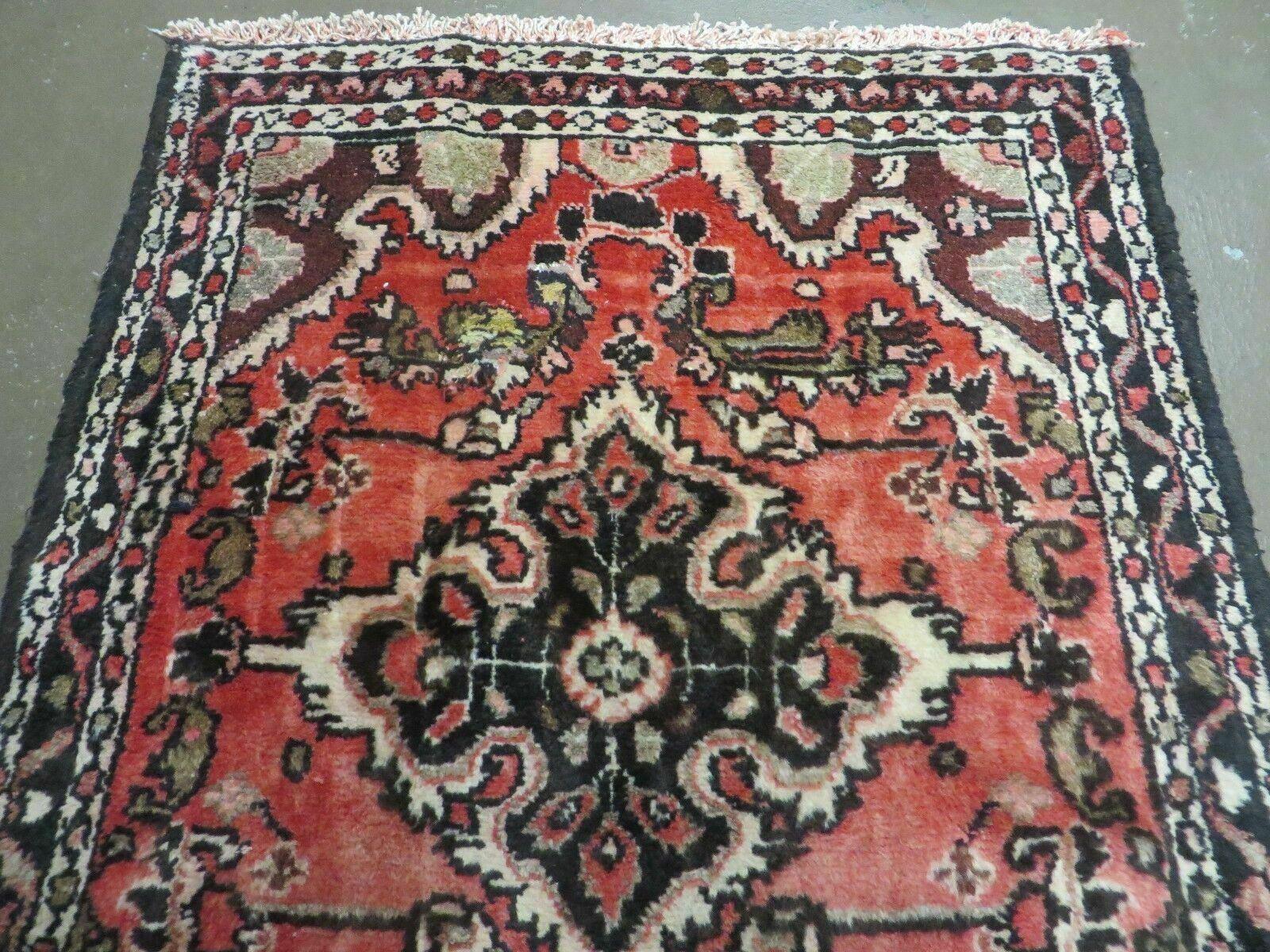 2' 8" X 10' 5" Antique Handmade India Floral Wool Runner Rug Rusted Red # 125 - Jewel Rugs