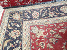 Traditional Persian Design Oriental Rug 9x12, Wool, Pak-Persian, Red & Dark Blue, Allover Pattern, Vintage, Hand-Knotted, 9 x 12 Carpet - Jewel Rugs