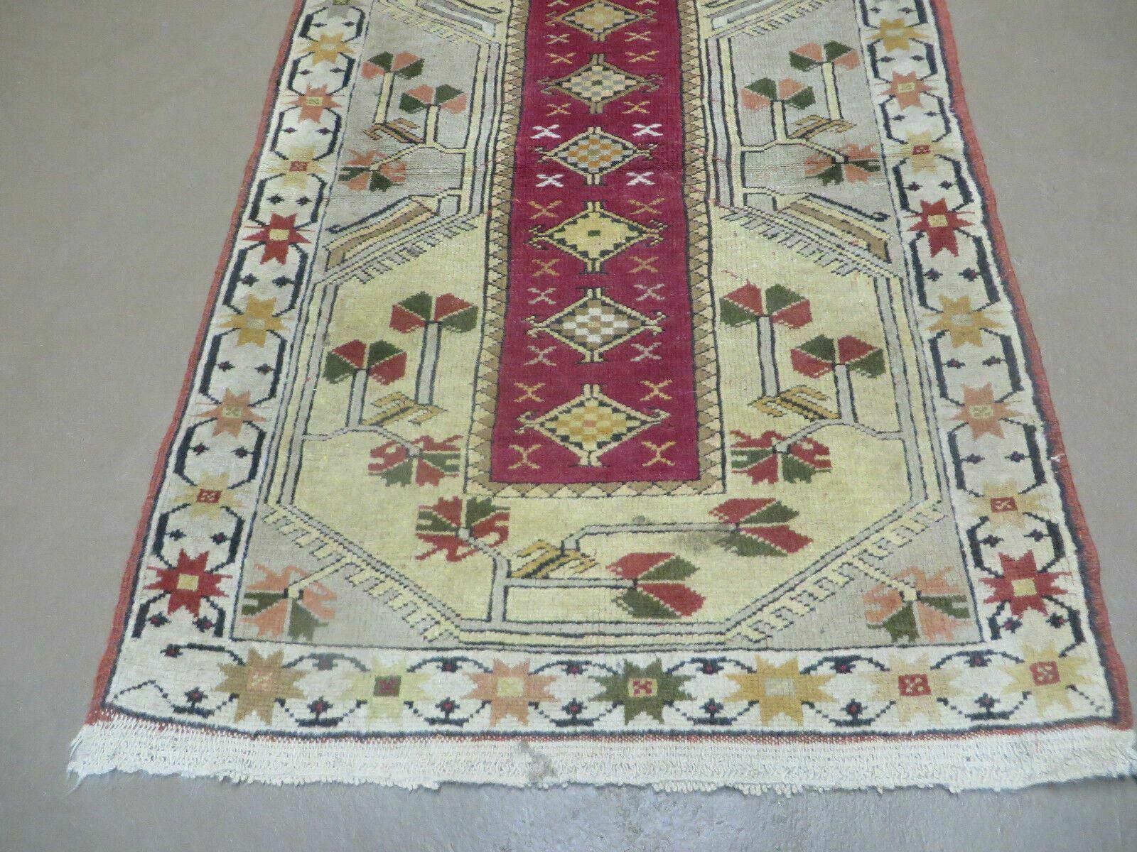 3' X 5' Vintage Handmade Turkish Turkey Oushak MILAS Wool Accent Rug Carpet  Nice