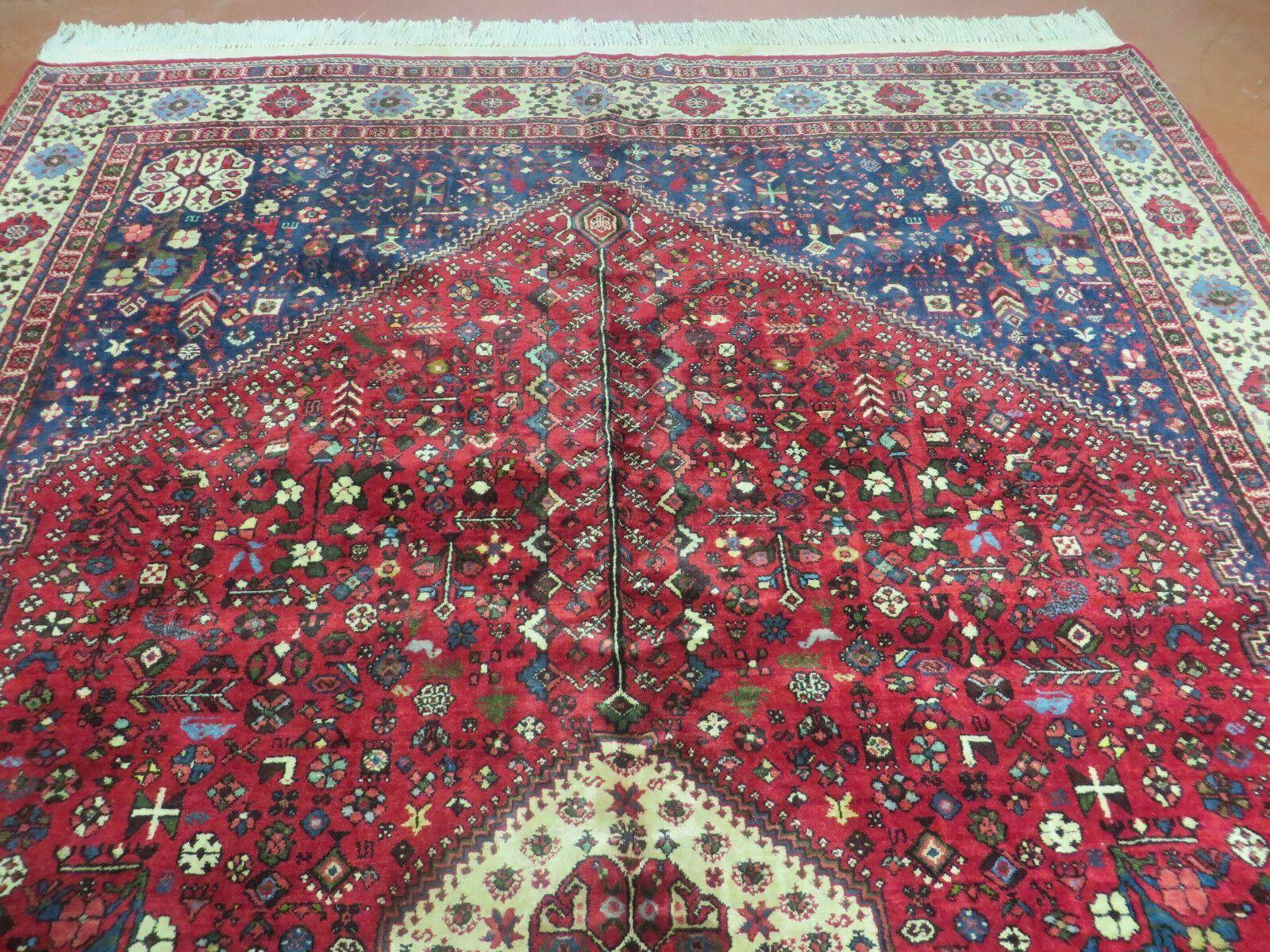 7' X 10' Vintage Handmade Indian Floral Wool Rug Hand Knotted Carpet Red Ivory - Jewel Rugs