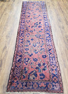 Antique Turkish Sparta Runner Rug, Hand-Knotted, Wool, Indian Red & Blue, 9ft Long Runner, 2'6" x 9' 3", Allover Pattern - Jewel Rugs