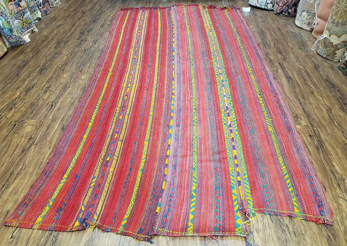 Vintage Turkish Jajim Kilim Flat Weave Rug with Colorful Stripes, Anatolian Kilim Rug, Jijim Cicim Carpet, 5x11 Boho Rug Multicolor, Unique - Jewel Rugs