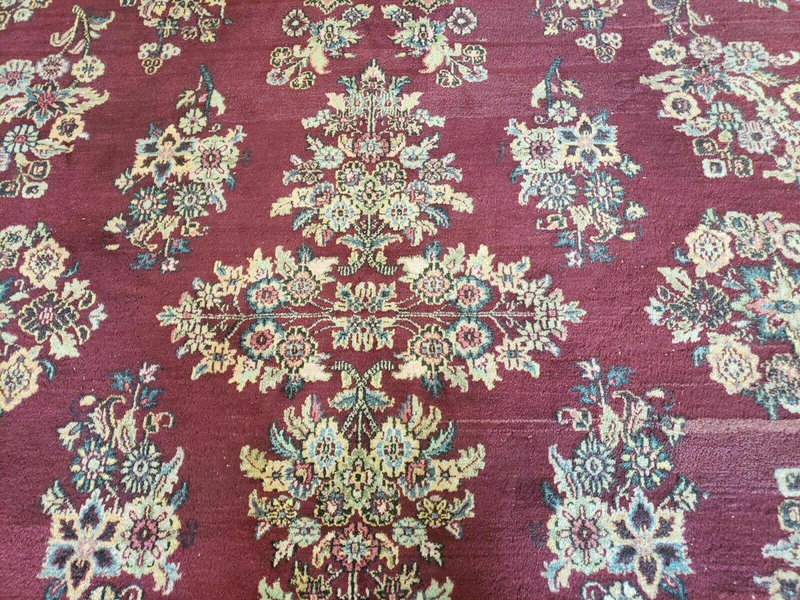 8' X 12' Vintage Handmade India Floral Oriental Wool Rug Veg Dyes Organic Red - Jewel Rugs