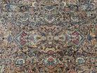 Stunning Persian Kirman Rug 11x15, Hand Knotted Wool Carpet, Large Antique Oriental Red Blue Area Rug 11 x 15 Allover Floral Palace Size Rug - Jewel Rugs