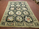 6' X 9' Vintage Handmade English Design Needlepoint Wool Rug Flat Weave Nice - Jewel Rugs