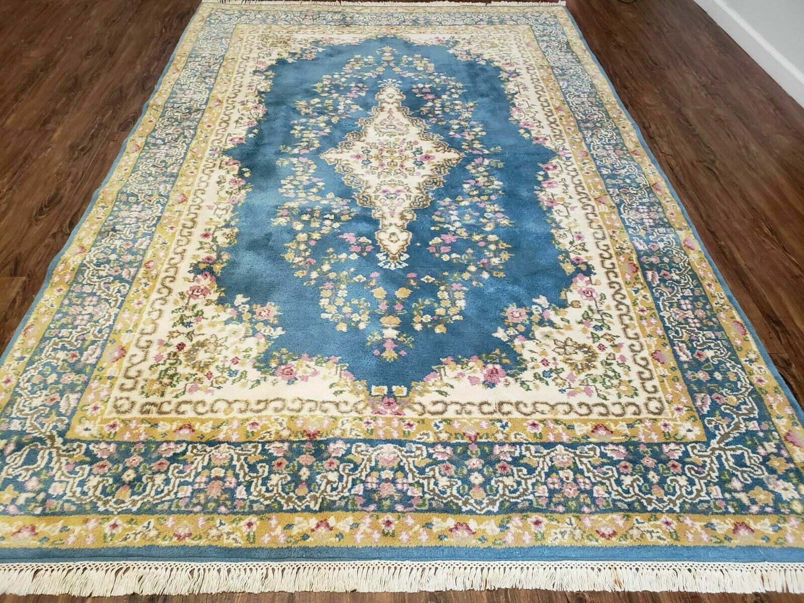 6' X 9' Handmade India Open Field Kirman Wool Rug Carpet Medallion Nice - Jewel Rugs