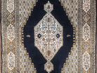 Persian Silk Qum Rug, Silk on Silk, Black Golden Brown and Beige, Hand-Knotted, 3'6" x 5' 5" - Jewel Rugs